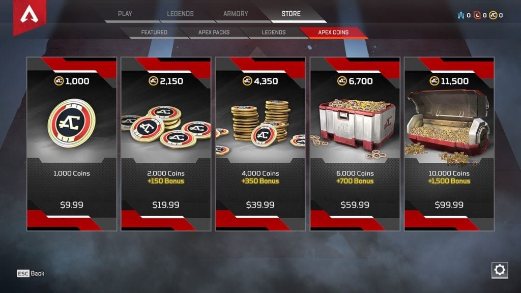 apex legends apex coins price tiers microtransactions