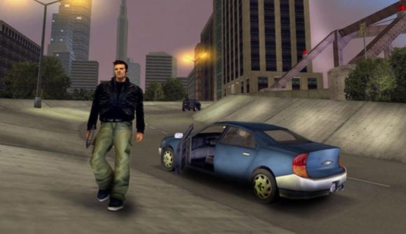 GTA III walking away from car