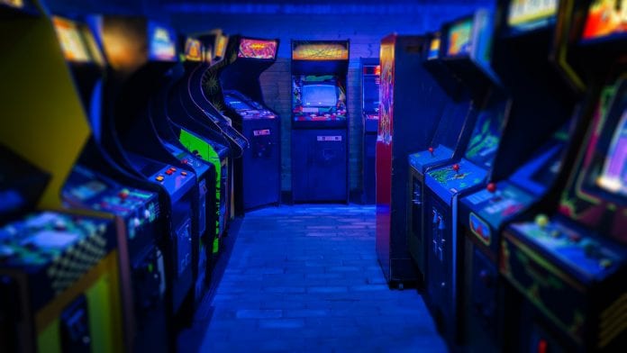 row of arcade machines