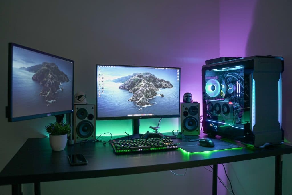 PC gaming setup on desk