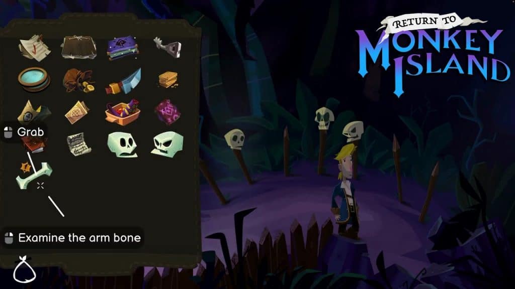 Inventory system from the video game Return To Monkey Island