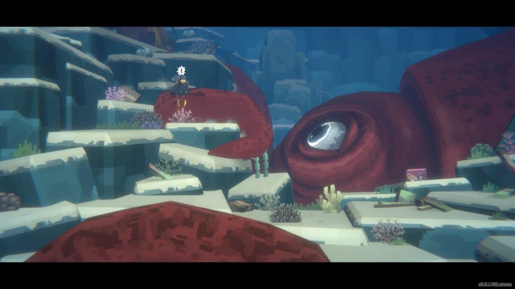 Dave The Diver video game screenshot black bars squid