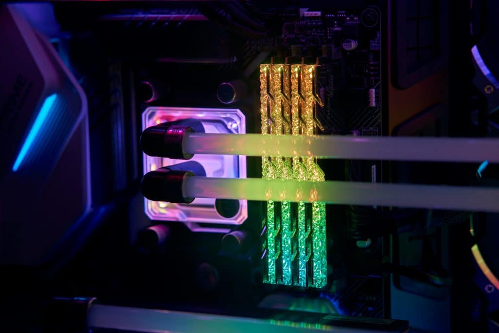 PC internal RGB lighting cooling pipes